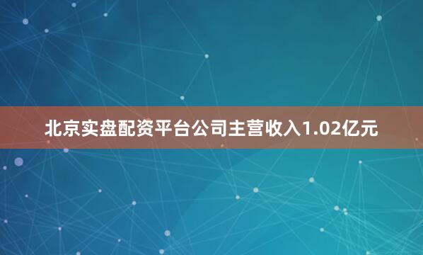 北京实盘配资平台公司主营收入1.02亿元